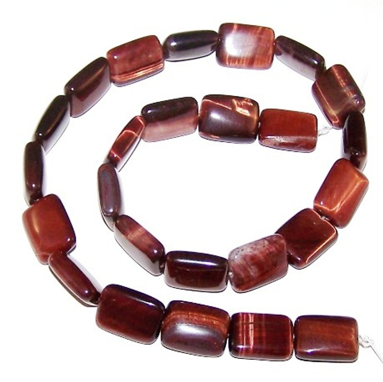 12x16mm Puff Rectangle Semiprecious Gemstone Beads - Red Tiger Eye