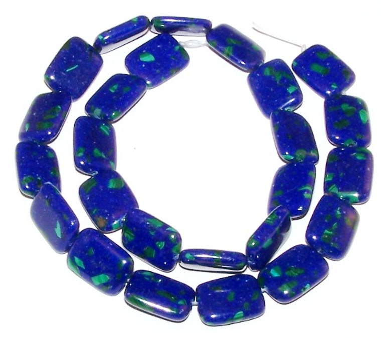 12x16mm Puff Rectangle Semiprecious Gemstone Beads - Azurite