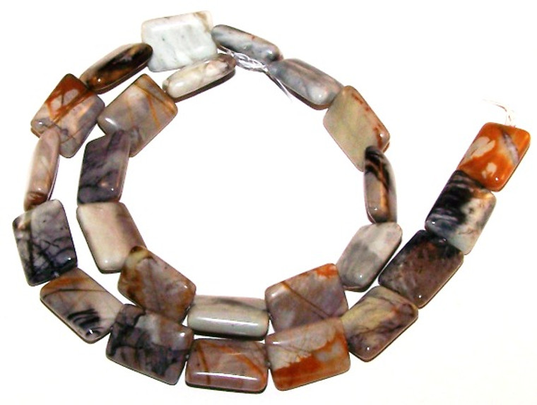 12x16mm Puff Rectangle Semiprecious Gemstone Beads - Picasso Jasper