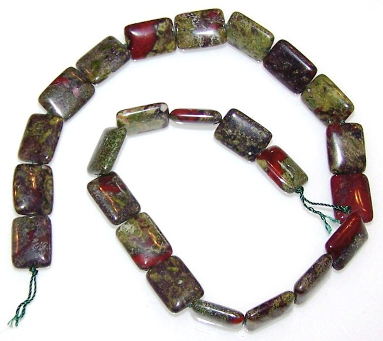 12x16mm Puff Rectangle Semiprecious Gemstone Beads - Dragon Blood Jasper