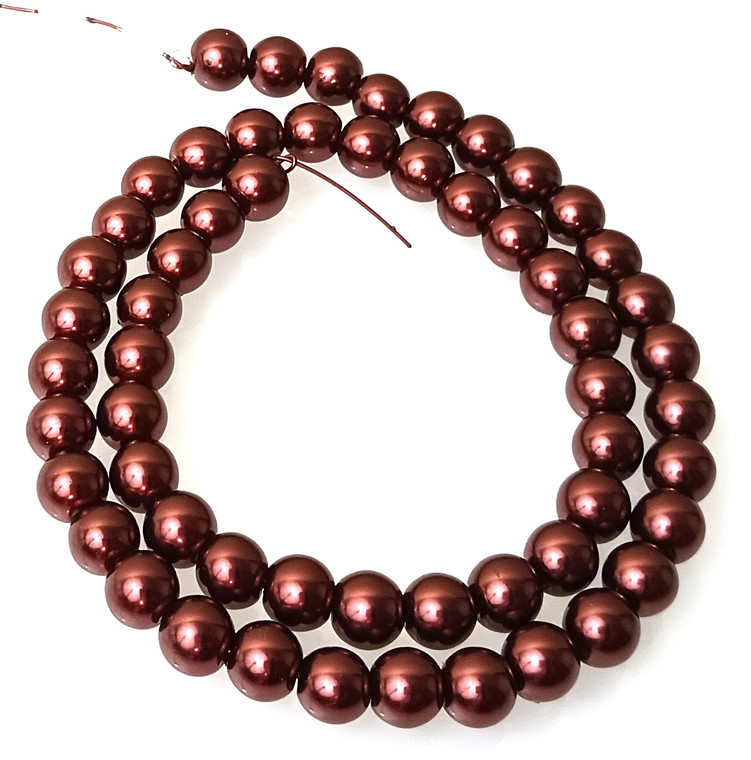 CLOSEOUT - 8mm Glass Economy Pearls - Seal Brown