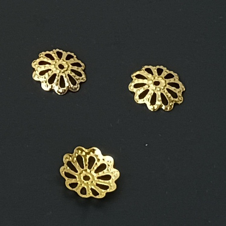 100 - 2x8mm GP Thin Filigree Bead Caps