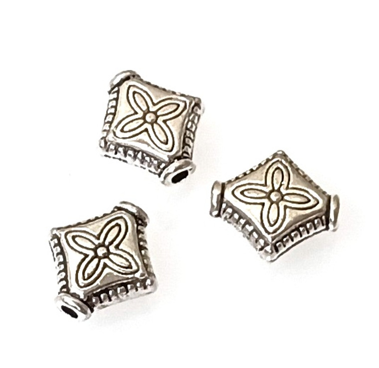 Antique SP 4x10mm Diamond-Shaped Beads