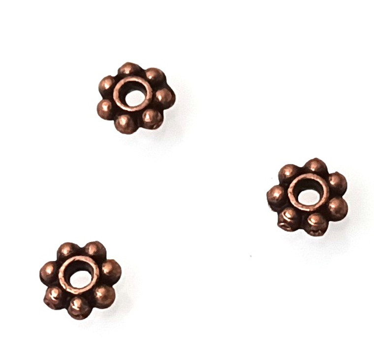 Antique Copper 2x6mm Beaded Rondelles