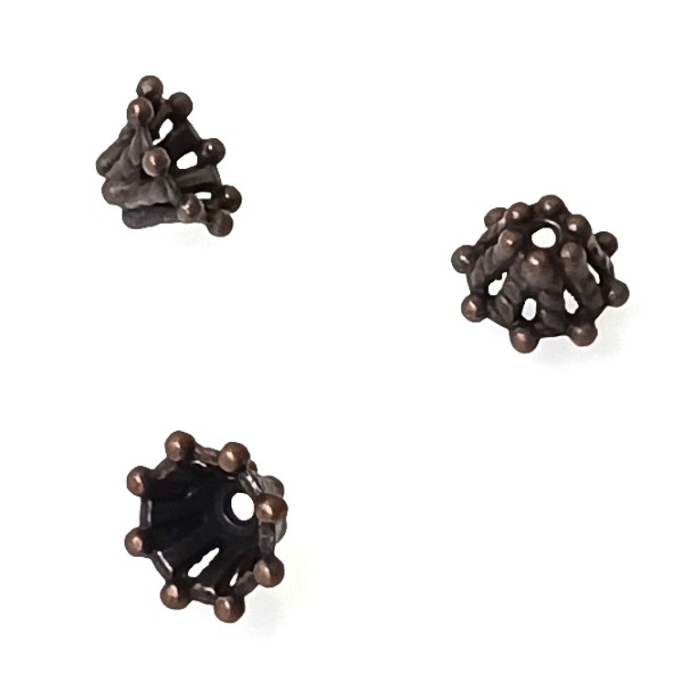 Antique Copper - 6x10mm Decorative Bead Caps