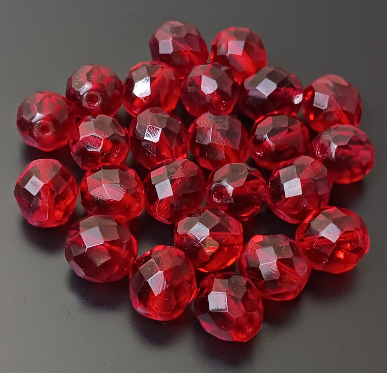 Czech 12mm Fire-Polished - Ruby Red