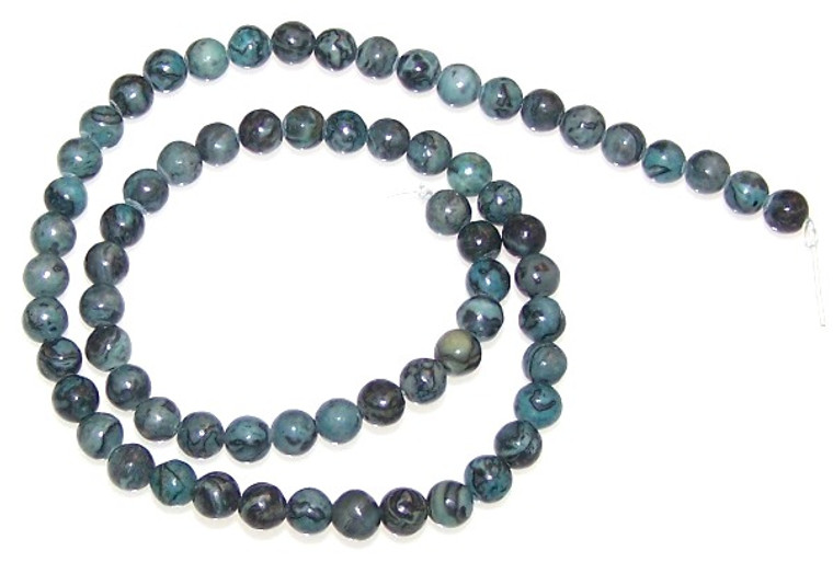 Blue Picasso Jasper 6mm Round Semiprecious Gemstone Beads