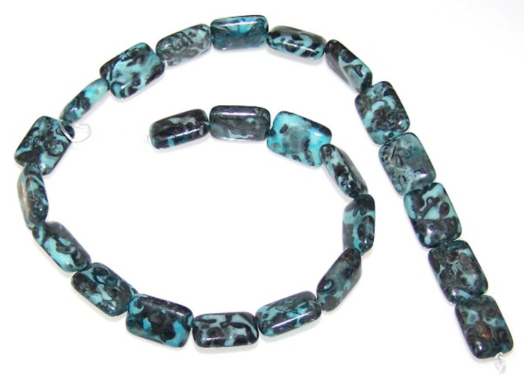 Blue Picasso Jasper 12x16mm Puff Rectangle Semiprecious Gemstone Beads