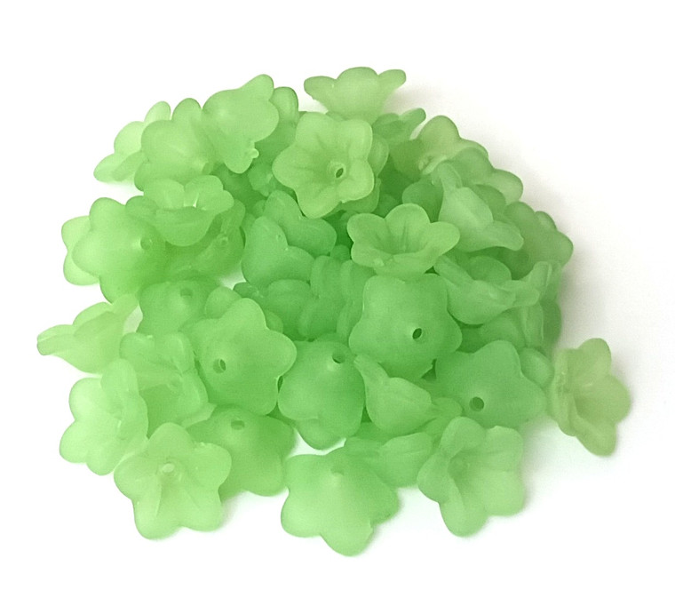 50 Lime Flower Beads - Style #2
