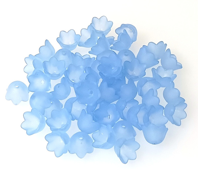 50 Lt Blue Flower Beads - Style #4