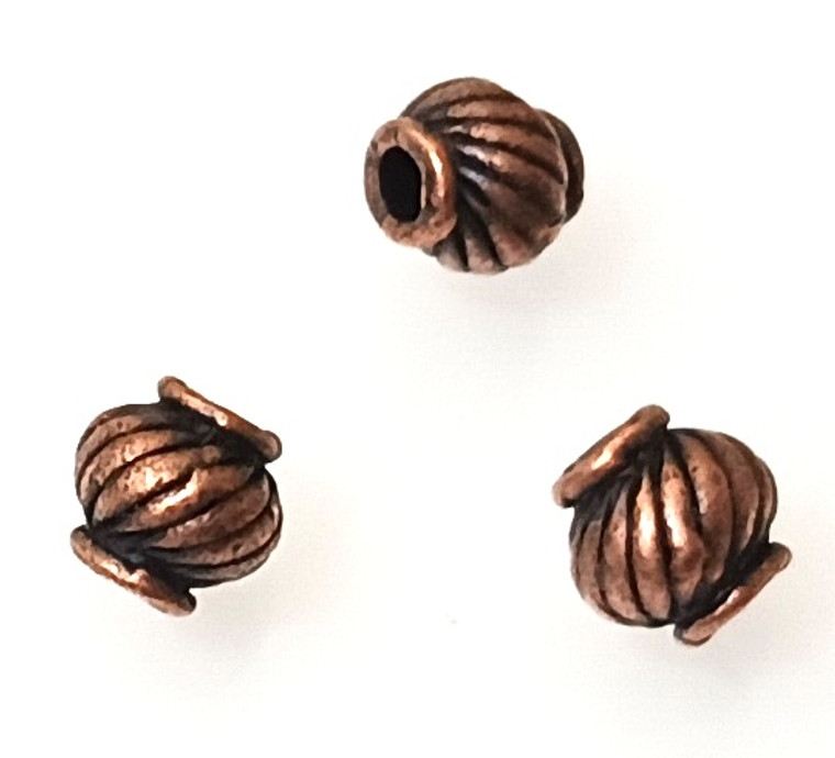 Antique Copper 7mm Fluted Spiral Metal Beads