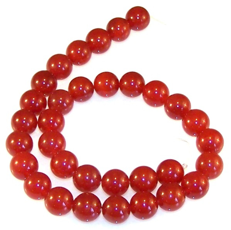 Red Carnelian 12mm Round Semiprecious Gemstone Beads
