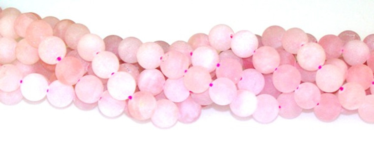 Frosted Rose Quartz 12mm Round Semiprecious Gemstone Beads