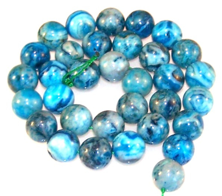 Blue Crazy Lace Agate 12mm Round Semiprecious Gemstone Beads
