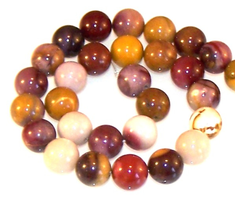 Moukaite Jasper 12mm Round Semiprecious Gemstone Beads