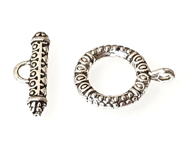 10 Antique Silver-Plated 17mm Thick Swirls Toggle Clasps