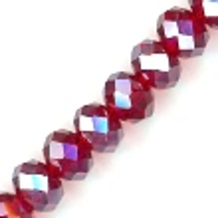 1 Strand of Ruby AB 4x3mm Glass Crystal Rondelles