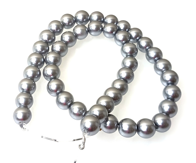 CLOSEOUT - 10mm Glass Economy Pearls - Dark Silver