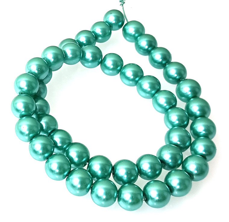 CLOSEOUT - 1 Strand of 10mm Glass Economy Pearls - Cerulean