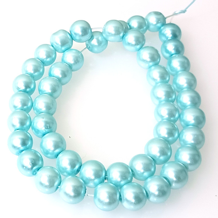 CLOSEOUT - 1 Strand of 10mm Glass Economy Pearls - Turquoise
