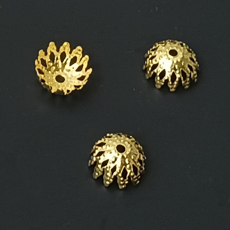 50 Gold-Plated 4x8mm Bead Caps - Filigree