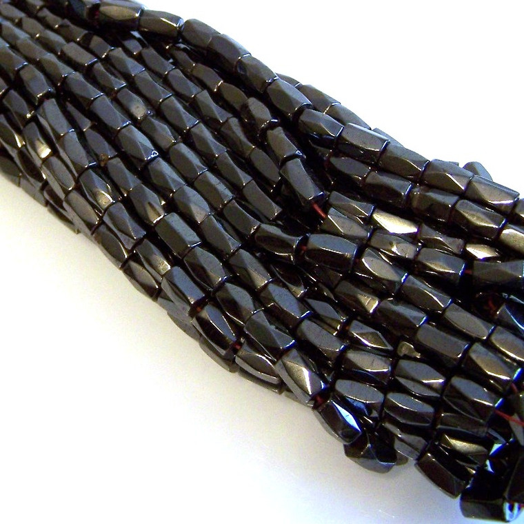 8x5mm Faceted Tube Magnetic Hematite Beads