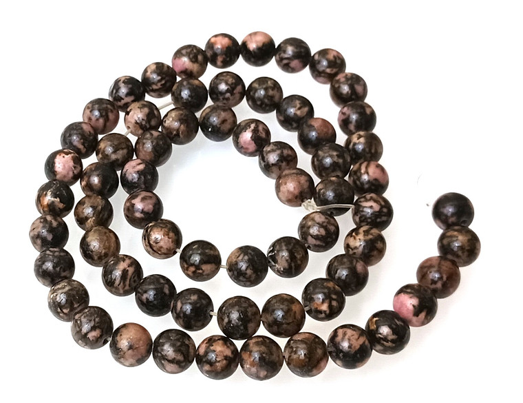 6mm Round Semiprecious Gemstone Beads - Rhodonite