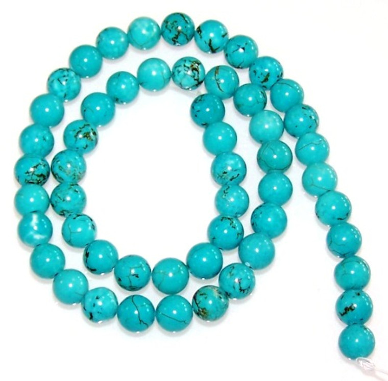 6mm Round Semiprecious Gemstone Beads - Turquoise Colored Howlite