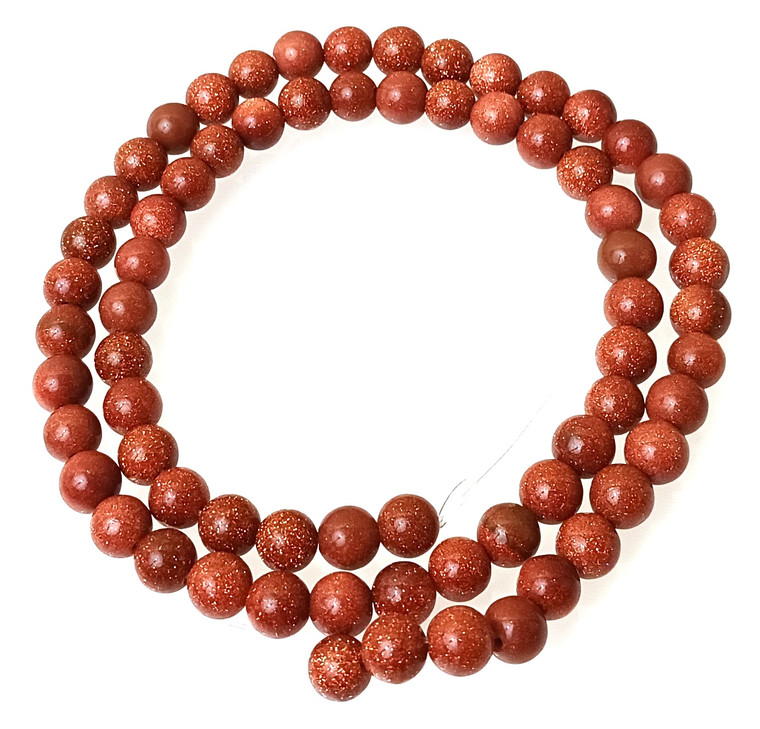 6mm Round Semiprecious Gemstone Beads - Goldstone