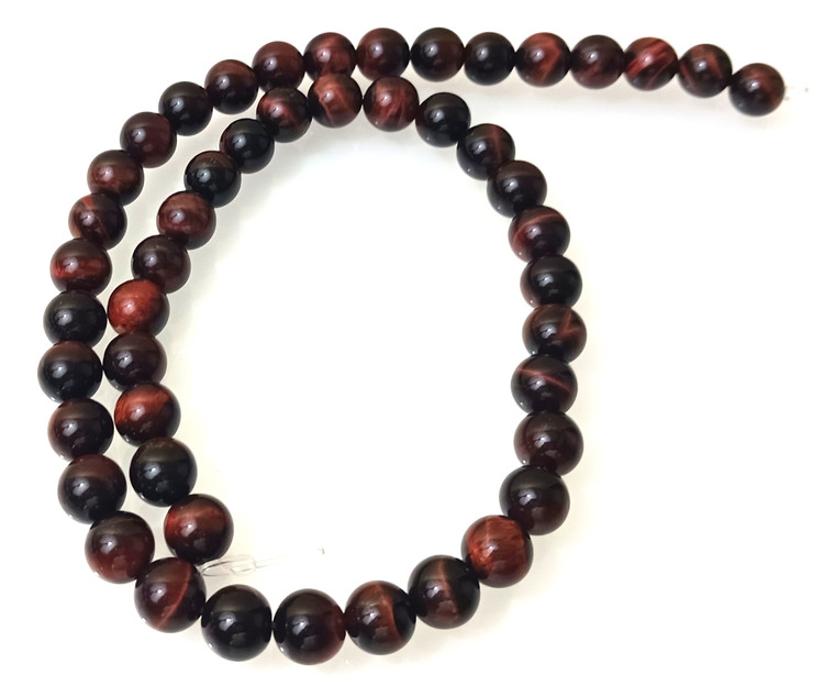 8mm Round Semiprecious Gemstone Beads - Red Tiger Eye