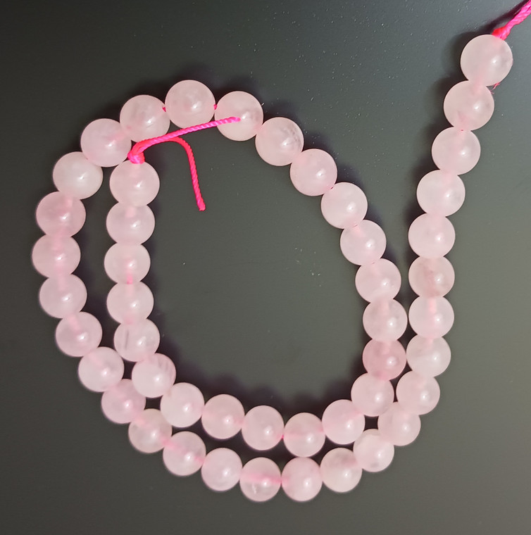 8mm Round Semiprecious Gemstone Beads - Rose Quartz