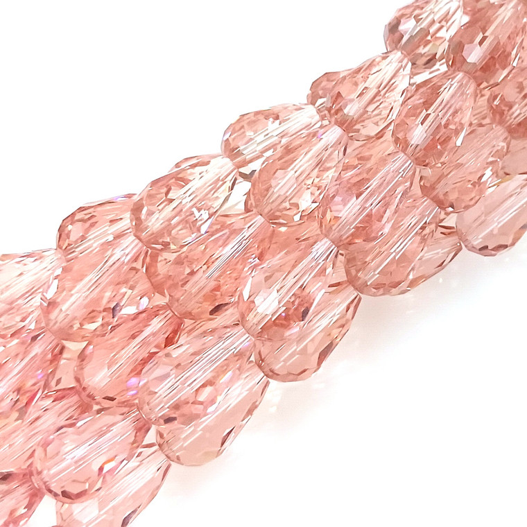 15x10mm Glass Crystal Teardrops - Pink