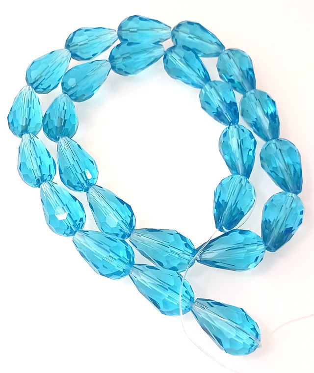 15x10mm Glass Crystal Teardrops - Aqua