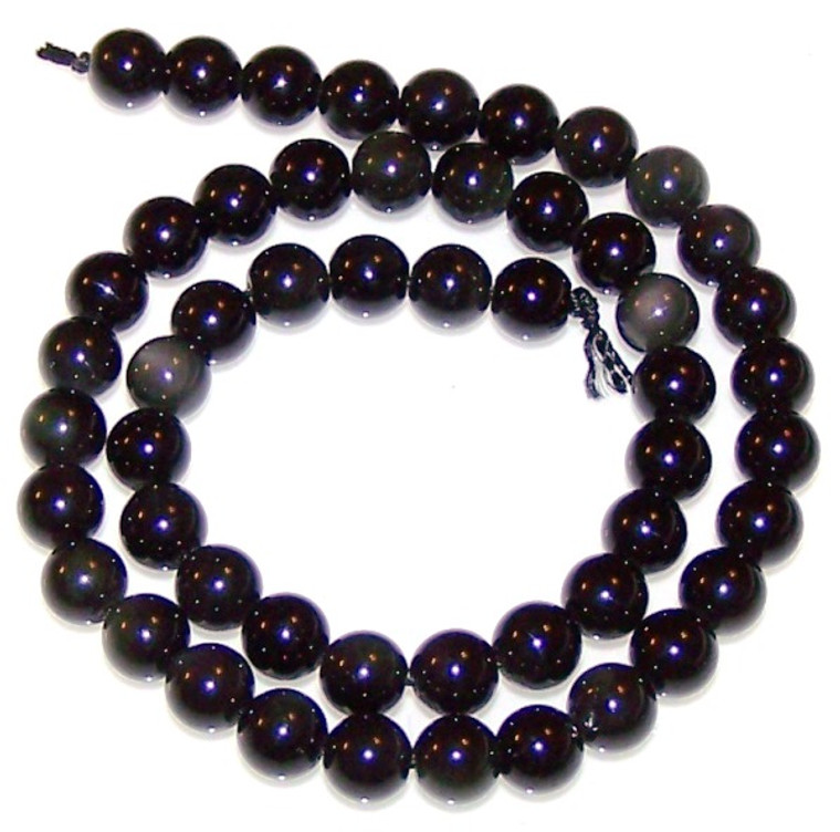 8mm Round Semiprecious Gemstone Beads - Obsidian
