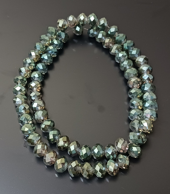Green Silver AB 8x5mm Glass Crystal Rondelles