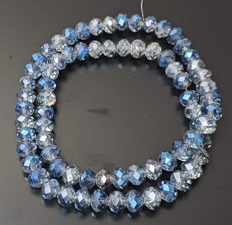 Montana Blue Sparkle AB 8x5mm Glass Crystal Rondelles