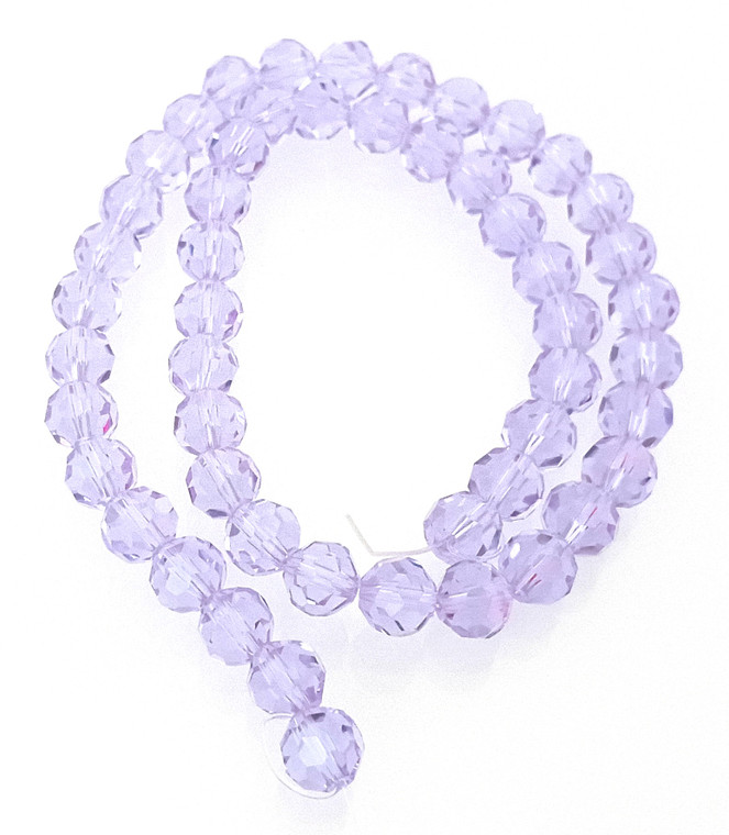 8mm Glass Crystal Rounds - Lilac