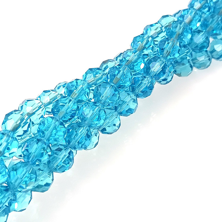 8mm Glass Crystal Rounds - Aqua