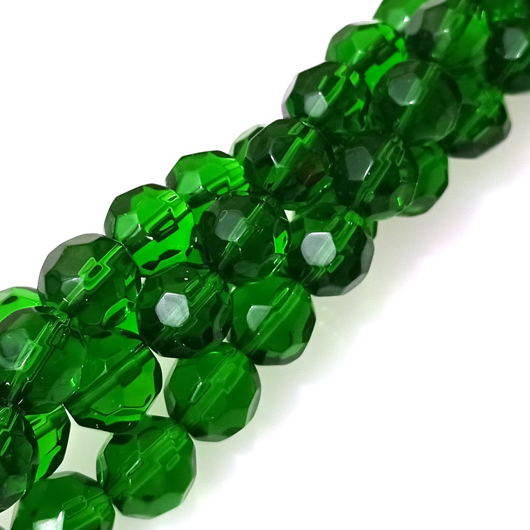 Emerald Fire-Polished 12mm Glass Crystal Rounds