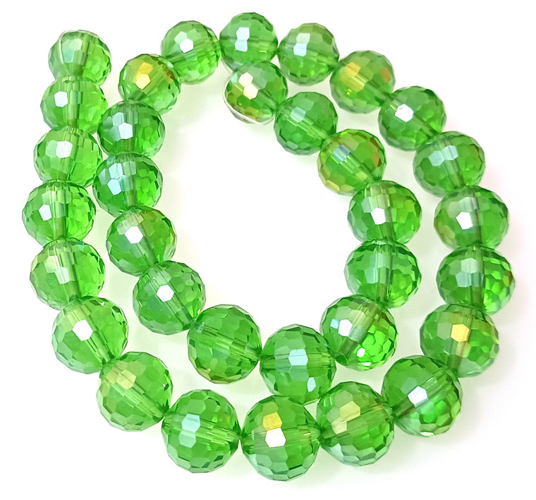 Emerald AB 12mm Glass Crystal Disco Beads
