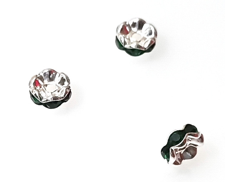 Caribbean Green 8mm SP Rhinestone Rondelle Beads