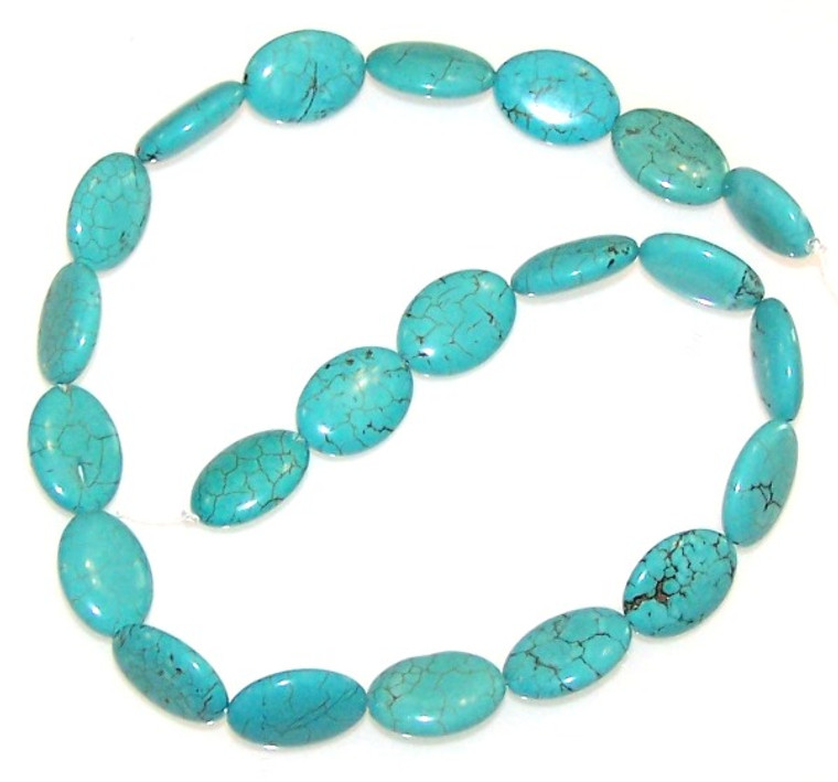 13x18mm Puff Oval Semiprecious Gemstone Beads - Turquoise Colored Howlite