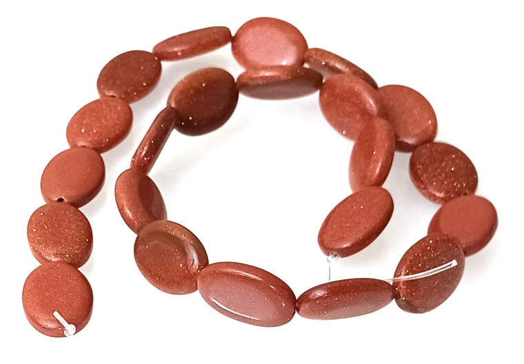 13x18mm Puff Oval Semiprecious Gemstone Beads Goldstone