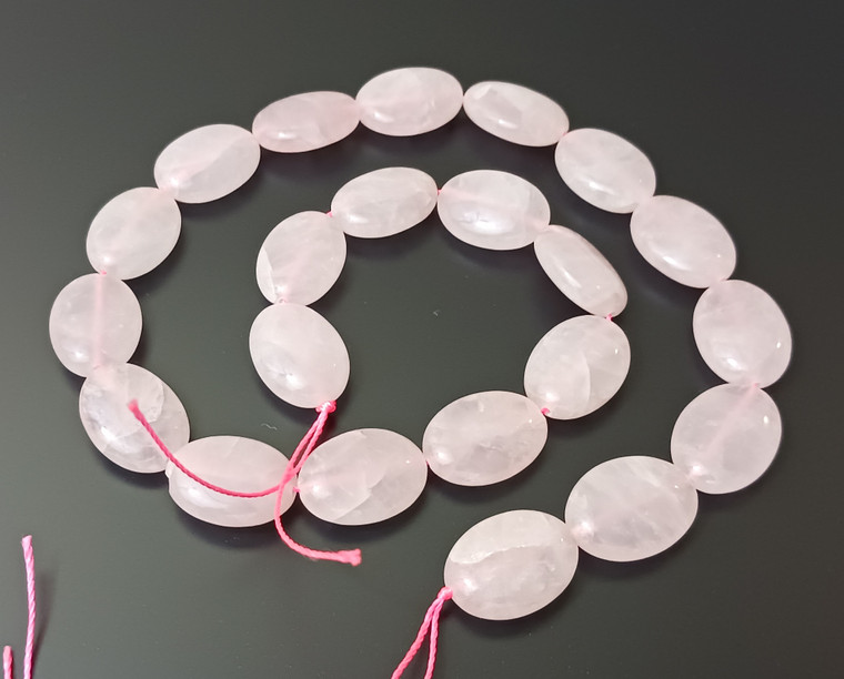 13x18mm Puff Oval Semiprecious Gemstone Beads Rose Quartz