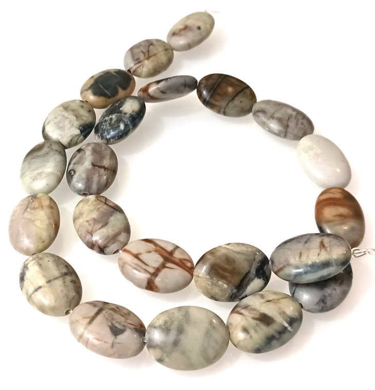 13x18mm Puff Oval Semiprecious Gemstone Beads Picasso Jasper