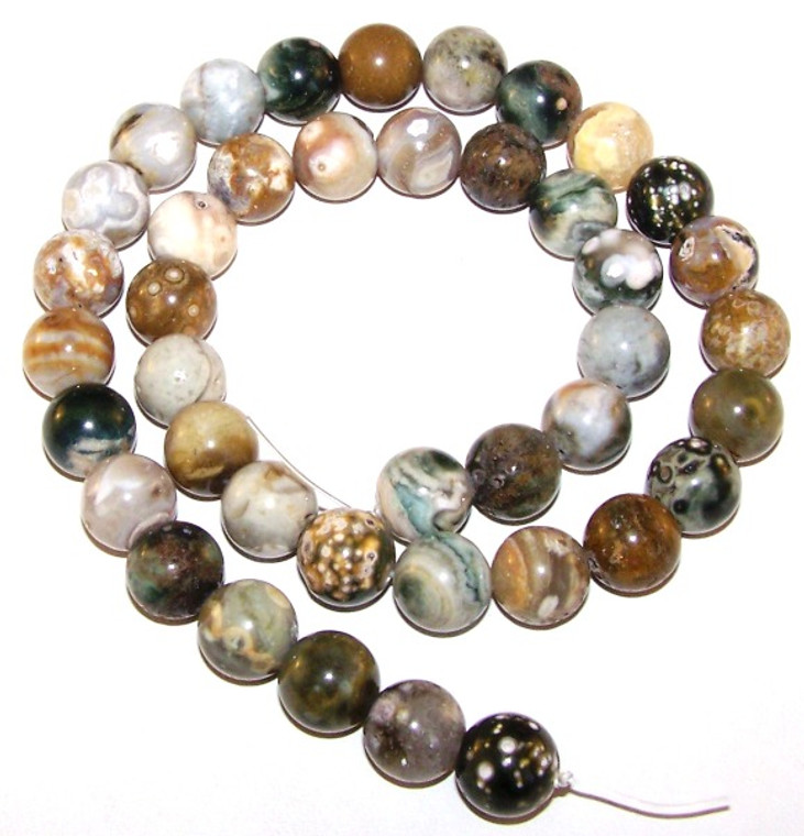 Ocean Jasper 10mm Round Semiprecious Gemstone Beads