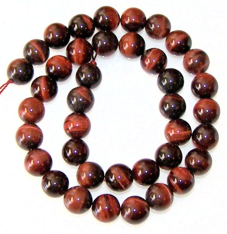 Red Tiger Eye 10mm Round Semiprecious Gemstone Beads