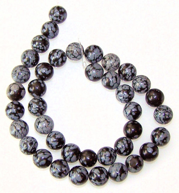 Snowflake Obsidian 10mm Round Semiprecious Gemstone Beads