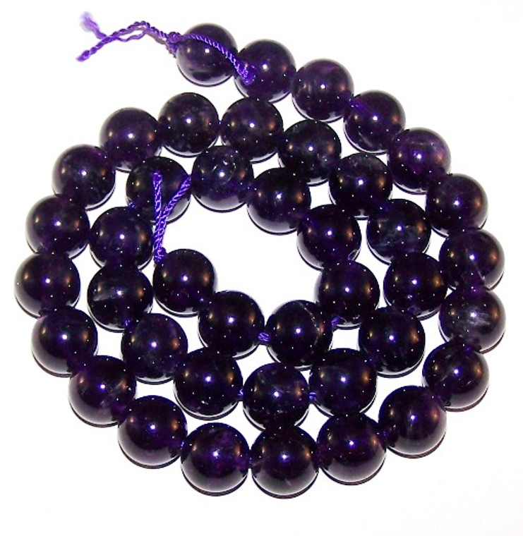 Amethyst 10mm Round Semiprecious Gemstone Beads
