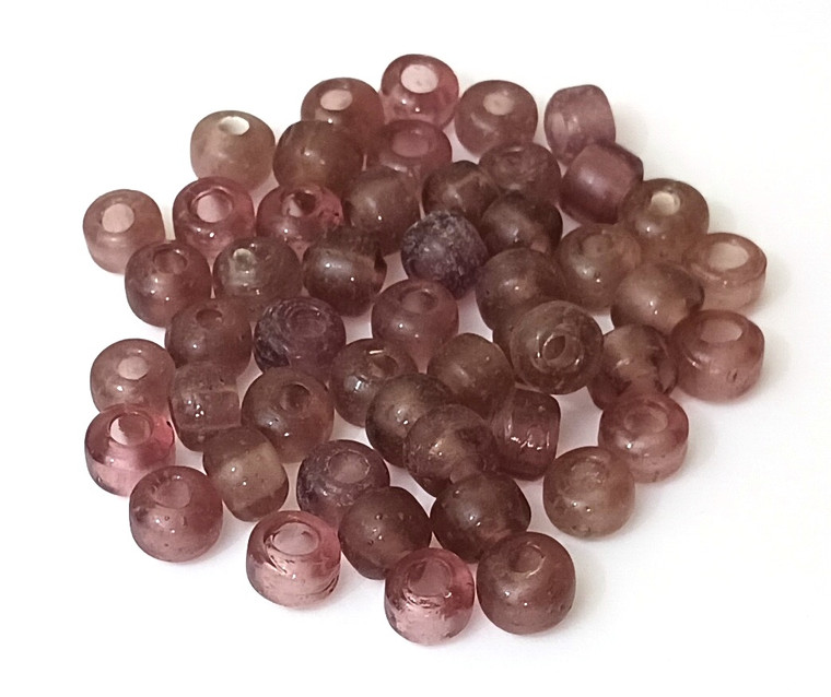 50 - 9mm Glass Crow Beads - Clear Purple